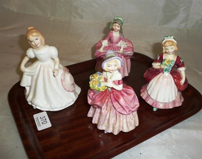 Lot 370 - Four Royal Doulton Figures; Valerie, Cissie, Bo Peep and Amanda