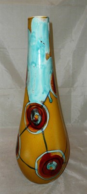 Lot 378 - Peggy Davies ceramics large hand painted vase "Yellow Satin", signed by artist Martin Thompson