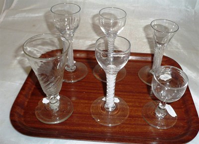 Lot 379 - A group of six assorted wine glasses including cotton-twists (a.f.)