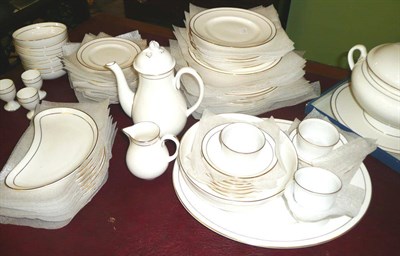 Lot 389 - Extensive Royal Worcester white and gold rimmed "Contessa" pattern dinner service