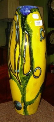 Lot 403 - Peggy Davies ceramics, very large vase, yellow "circled" design