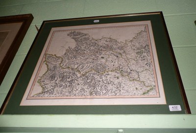 Lot 432 - Early Smith map of Wensleydale 1801, mounted, framed and glazed