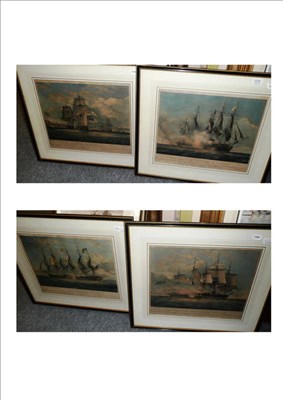 Lot 438 - A set of four engravings after J C Shetky, Naval battles between English and American vessels