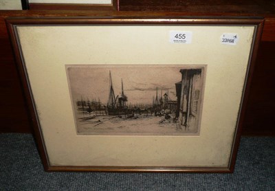 Lot 455 - Framed etching 'Glasgow Harbour' by D G Cameron