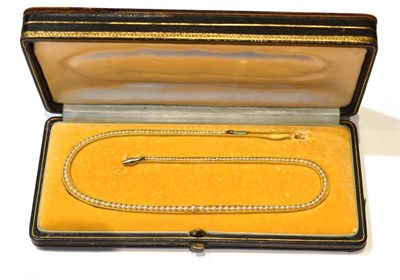 Lot 377 - A Seed Pearl Necklace, graduated seed pearls knotted to a staged barrel clasp, length 39.5cm, cased