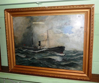 Lot 463 - Framed oil of a steamship, signed J Johnson 1907