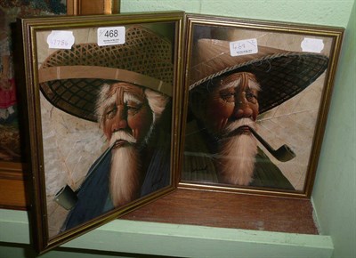 Lot 468 - Pair of early 20th century Chinese paintings on leaf, portraits of gentlemen