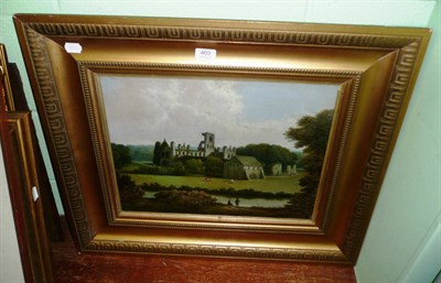 Lot 469 - Framed oil of Kirkstall Abbey, sigend J Burrows 1893