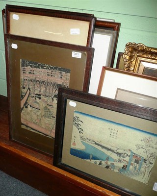 Lot 471 - Framed oil 'The Old Vicarage', two modern framed prints signed in pencil and four Chinese...