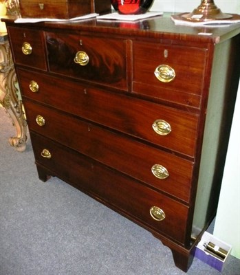 Lot 486 - Georgian mahogany straight front chest of three short drawers and three long drawers