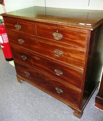 Lot 490 - Georgian mahogany straight front chest of two short and three long drawers