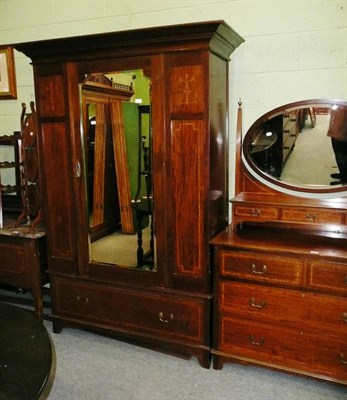 Lot 497 - Edwardian mahogany inlaid four piece bedroom suite