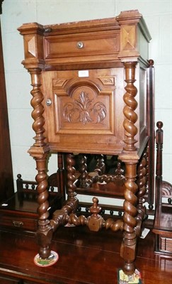 Lot 500 - French walnut bedside cabinet with marble top