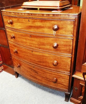 Lot 523 - 19th century mahogany bow front four height chest of drawers