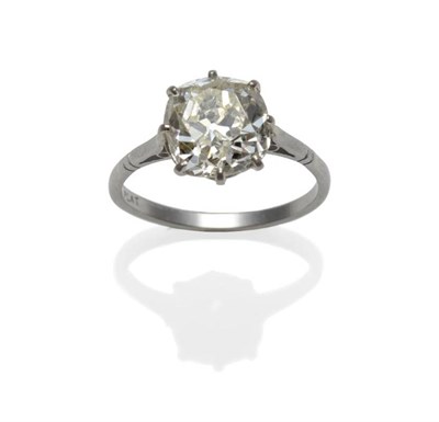 Lot 383 - An Early 20th Century Diamond Solitaire Ring, the old cut diamond in white claw settings, to...