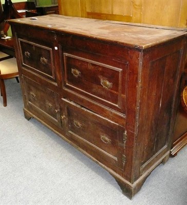 Lot 528 - A 19th century oak mule chest with two cupboards below