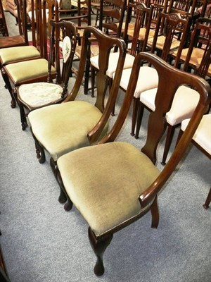 Lot 568 - Two pairs of walnut dining chairs and a side chair with upholstered splat