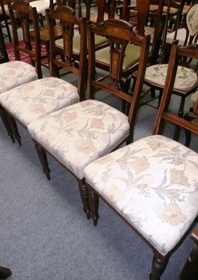 Lot 570 - Four Edwardian inlaid mahogany salon chairs