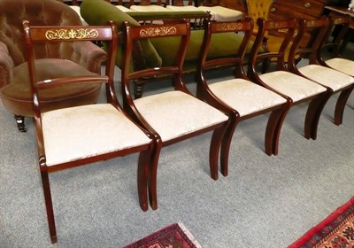 Lot 576 - Set of six reproduction mahogany dining chairs in the Regency style