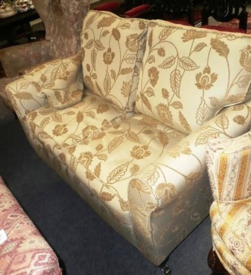 Lot 596 - Grey floral upholstered modern two seater settee