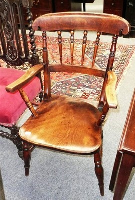 Lot 598 - 19th Century Lancashire turned elm armchair