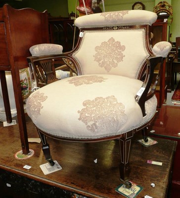 Lot 602 - Inlaid and upholstered open armchair