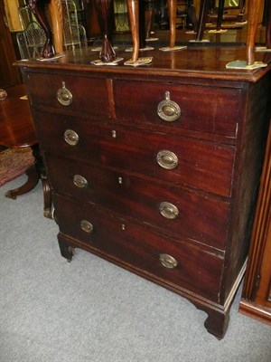 Lot 623 - 18th century oak straight front chest of drawers of two short over three long drawers, on...