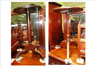 Lot 638 - 18th century and later circular tripod table and another on turned support (2)