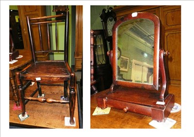 Lot 642 - Small Victorian mahogany dressing mirror and country chair (2)