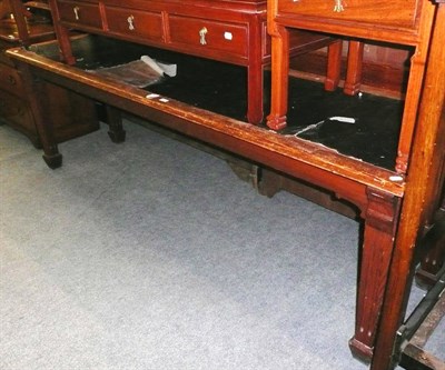 Lot 647 - 8ft pitched pine hall table with leatherette top