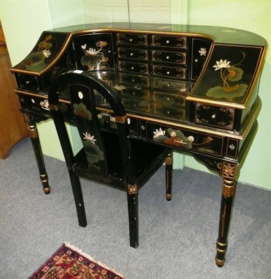 Lot 654 - Lacquered Carlton House desk and a matching chair