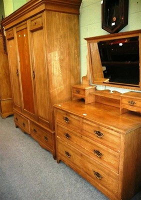 Lot 656 - A late Victorian ash two piece bedroom suite retailed by Bainbridge & Co Newcastle upon Tyne