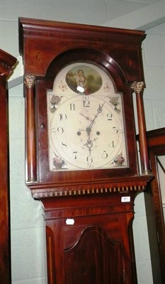 Lot 661 - A mahogany inlaid eight day longcase clock with painted arched dial signed Taylor