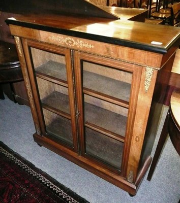 Lot 676 - A Victorian inlaid walnut glazed cabinet with gilt metal mounts