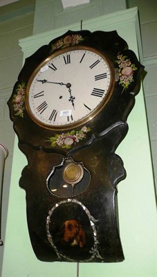 Lot 683 - Late 19th century ebonised and floral painted clock with white painted dial