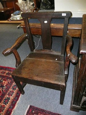 Lot 693 - 18th century provincial armchair with boarded seat