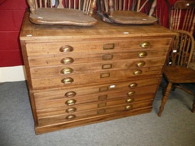 Lot 784 - Two Victorian large pine plan chest with brass handles