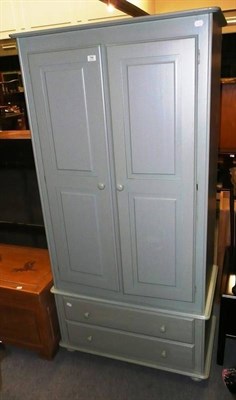 Lot 786 - Blue painted modern pine wardrobe