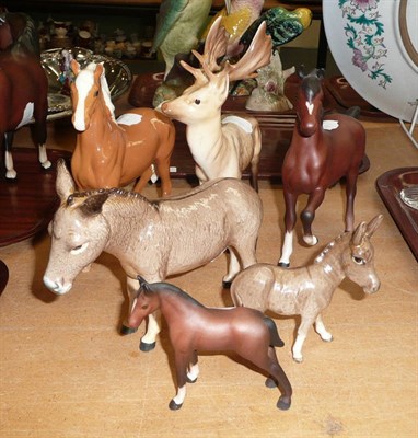 Lot 156A - Beswick pony, foal, palomino pony, stag and two foals