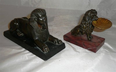 Lot 38 - A parcel gilt bronze poodle ink well, 19th century, seated on its haunches, with its head...