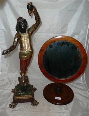 Lot 54 - A 19th century circular shaving mirror and a Venetian figure of a Blackamoor (2)