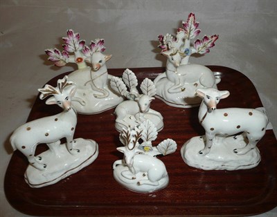 Lot 57 - Three pairs of 19th century porcelain stags (6)