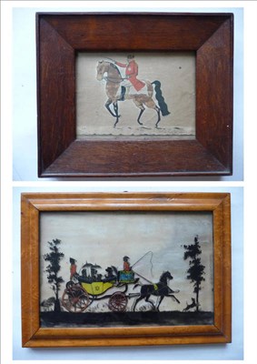 Lot 108 - English School (19th century): Silhouette of a Family Group, in a horse-drawn carriage, the...