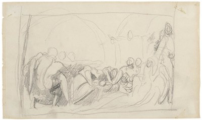 Lot 124 - George Romney (1734-1802) "John Howard (the prison reformer) visiting the Lazaretto" Pencil...