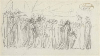 Lot 125 - George Romney (1724-1802) "The Procession" Stamped with the Haas Collection stamp (1937),...