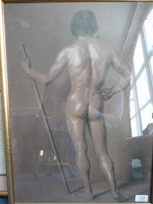 Lot 132 - Attributed to Ludwig von Zumbusch (1861-1927) Study of a Male Nude, standing his back to the...