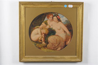 Lot 149 - Circle of William Etty (19th century) "Venus and Cupid" Inscribed on an old label verso, oil on...