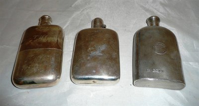 Lot 195 - A Victorian hip flask, George Adams, London 1867, of rounded rectangular form, with engine...