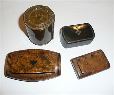 Lot 199 - A rare Hinks Wells & Co. of Birmingham (pen makers) vesta box; three 19th century snuff boxes (4)