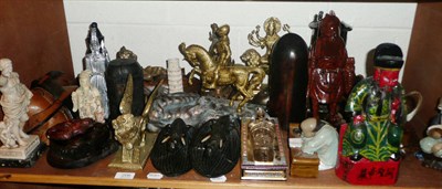 Lot 206 - A shelf of assorted decorative items including figures etc